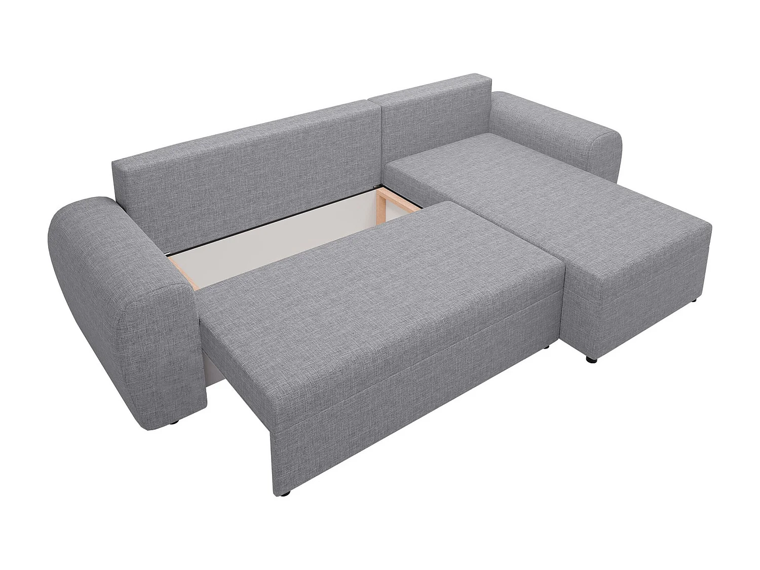 Sofá rinconero Memphis 148, Gris, Función de descanso, Almacenaje, 260x140x86cm