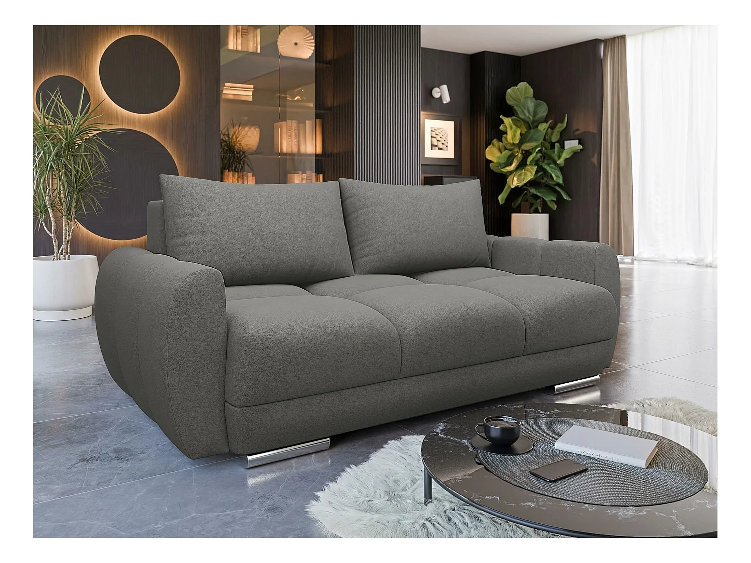 Sofá Camden 102, Gris, 186x97x89cm, Tapiz, Patas: Plástico