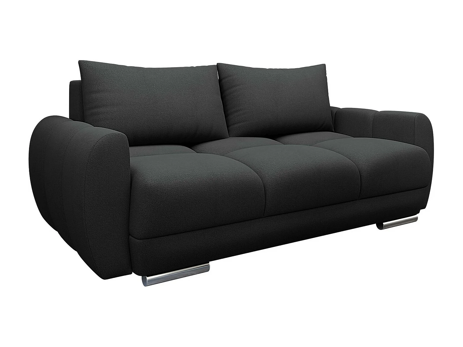 Canapé Camden 102, Noir, 186x97x89cm, Tissu, Pieds: Plastique