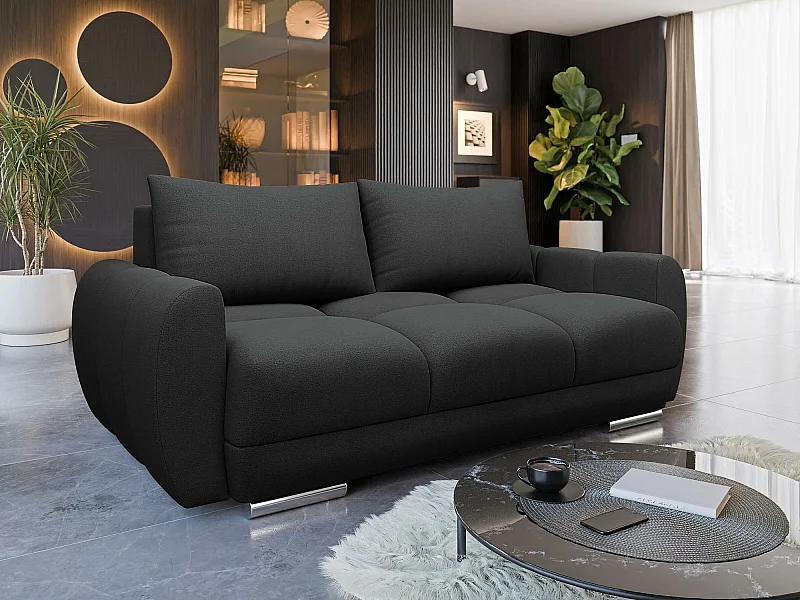 Sofá Camden 102, Negro, 186x97x89cm, Tapiz, Patas: Plástico