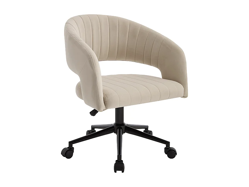 Chaise de bureau en velours - Beige et noir - Hauteur réglable - TIRIESI de Pascal Morabito