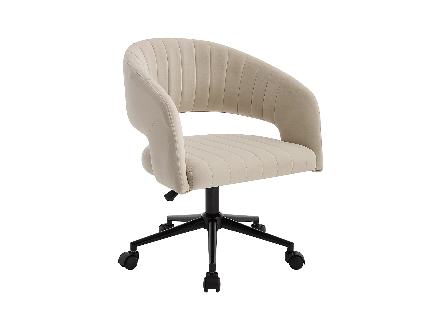 Chaise de bureau en velours - Beige et noir - Hauteur réglable - TIRIESI de Pascal Morabito
