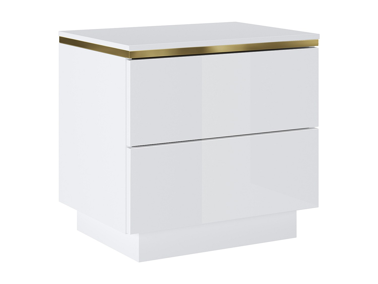 Nachttisch mit 2 Schubladen - Weiß glänzend & Goldfarben - VUKIA von Pascal günstig online kaufen