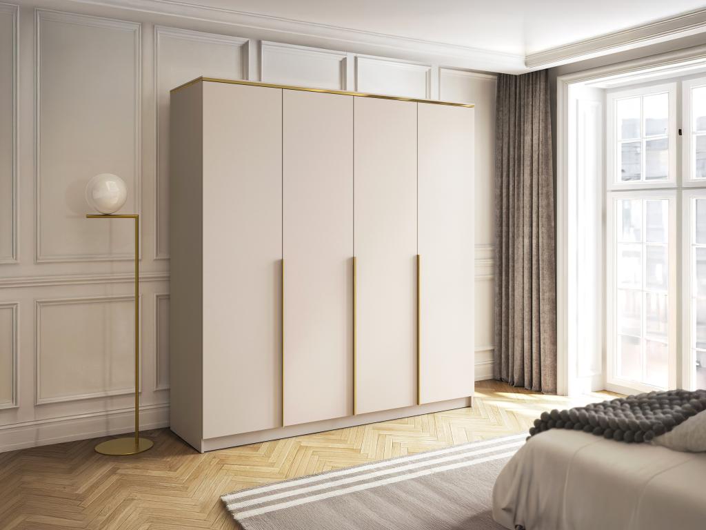 Armoire 4 portes - L200 cm - Beige et doré - VUKIA de Pascal Morabito