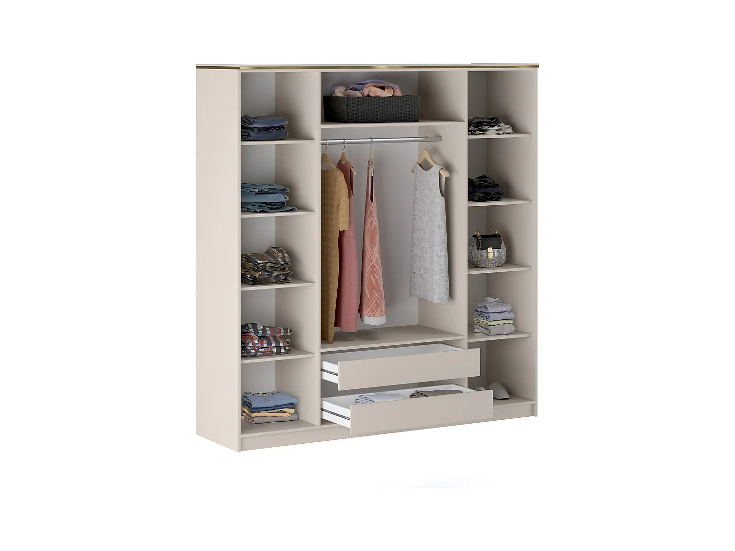Armario 4 puertas - L200 cm - Beige y dorado - VUKIA de Pascal Morabito