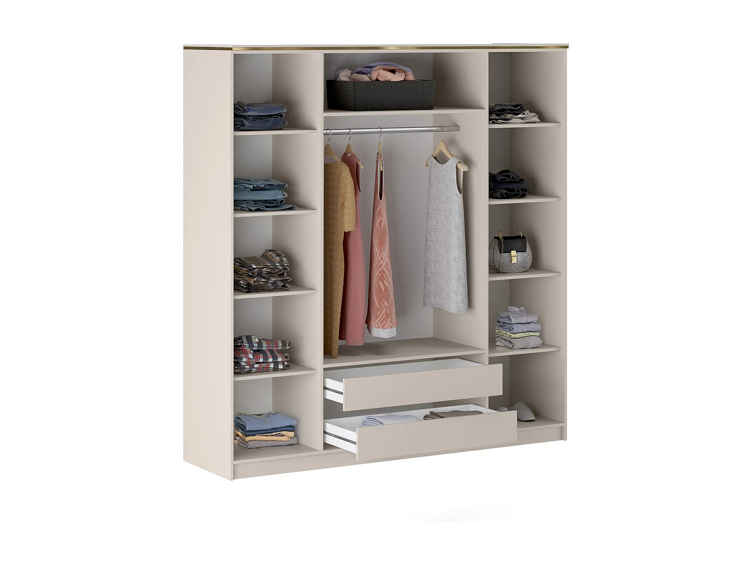 Armoire 4 portes - L200 cm - Beige et doré - VUKIA de Pascal Morabito