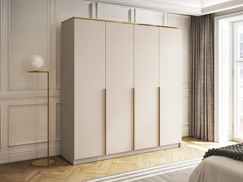 Armadio 4 ante L200 cm Beige e dorato  - VUKIA di PASCAL MORABITO