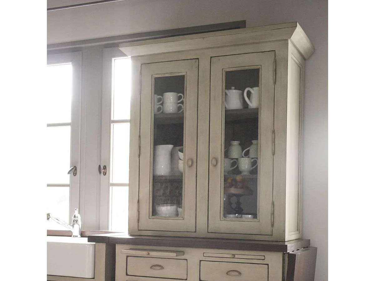 Haut de buffet 2 portes vitrées Bois Beige - Brocante Interior's