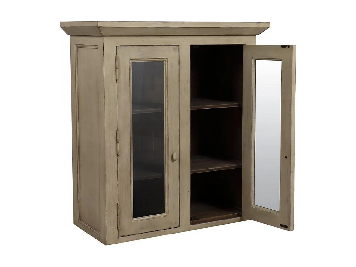 Haut de buffet 2 portes vitrées Bois Beige - Brocante Interior's