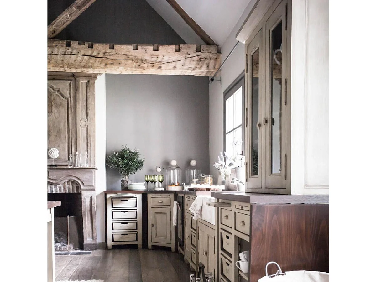 Haut de buffet 2 portes vitrées Bois Beige - Brocante Interior's