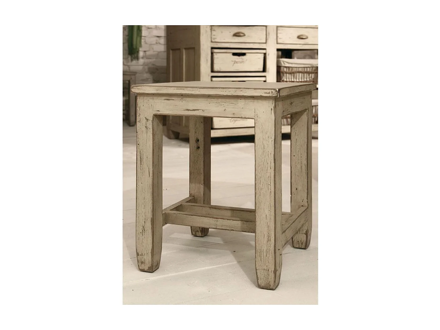 Tabouret Bois Beige - Brocante Interior's