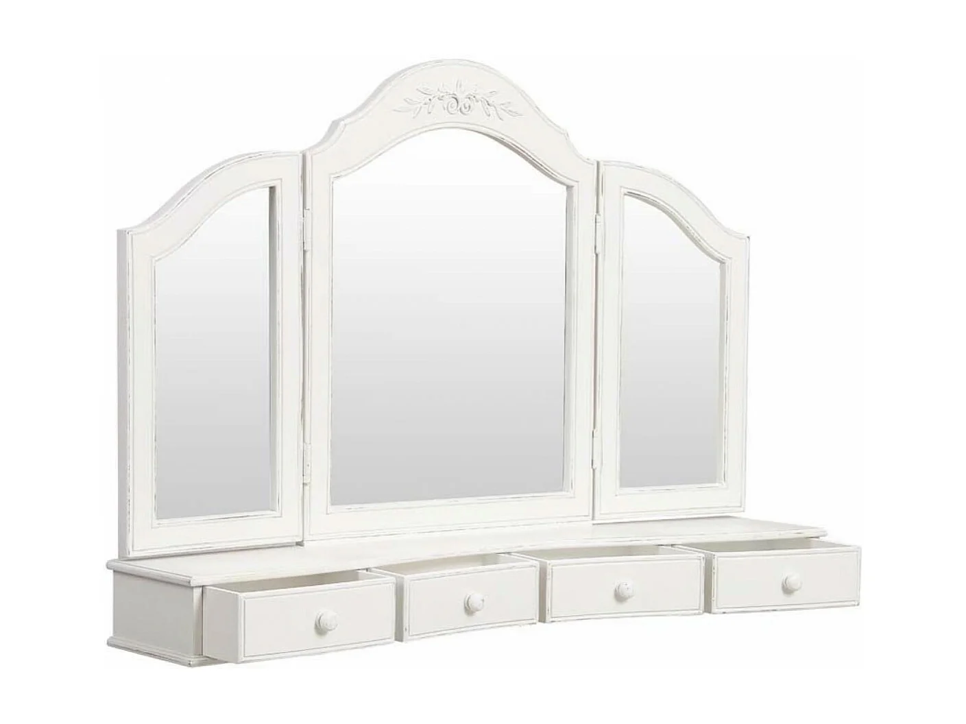 Dessus de coiffeuse 3 miroirs MDF Blanc - Romance Interior's