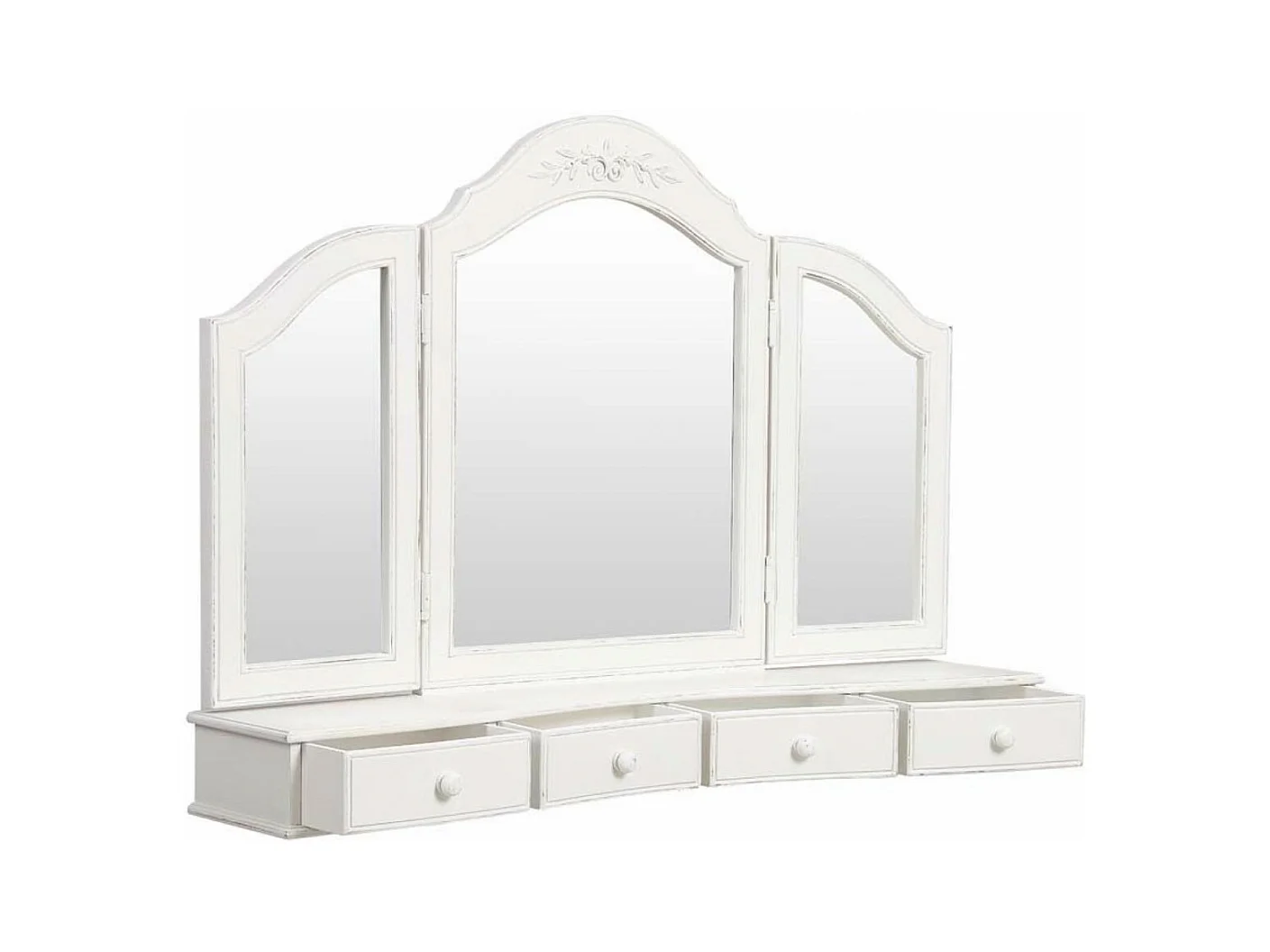 Dessus de coiffeuse 3 miroirs MDF Blanc - Romance Interior's