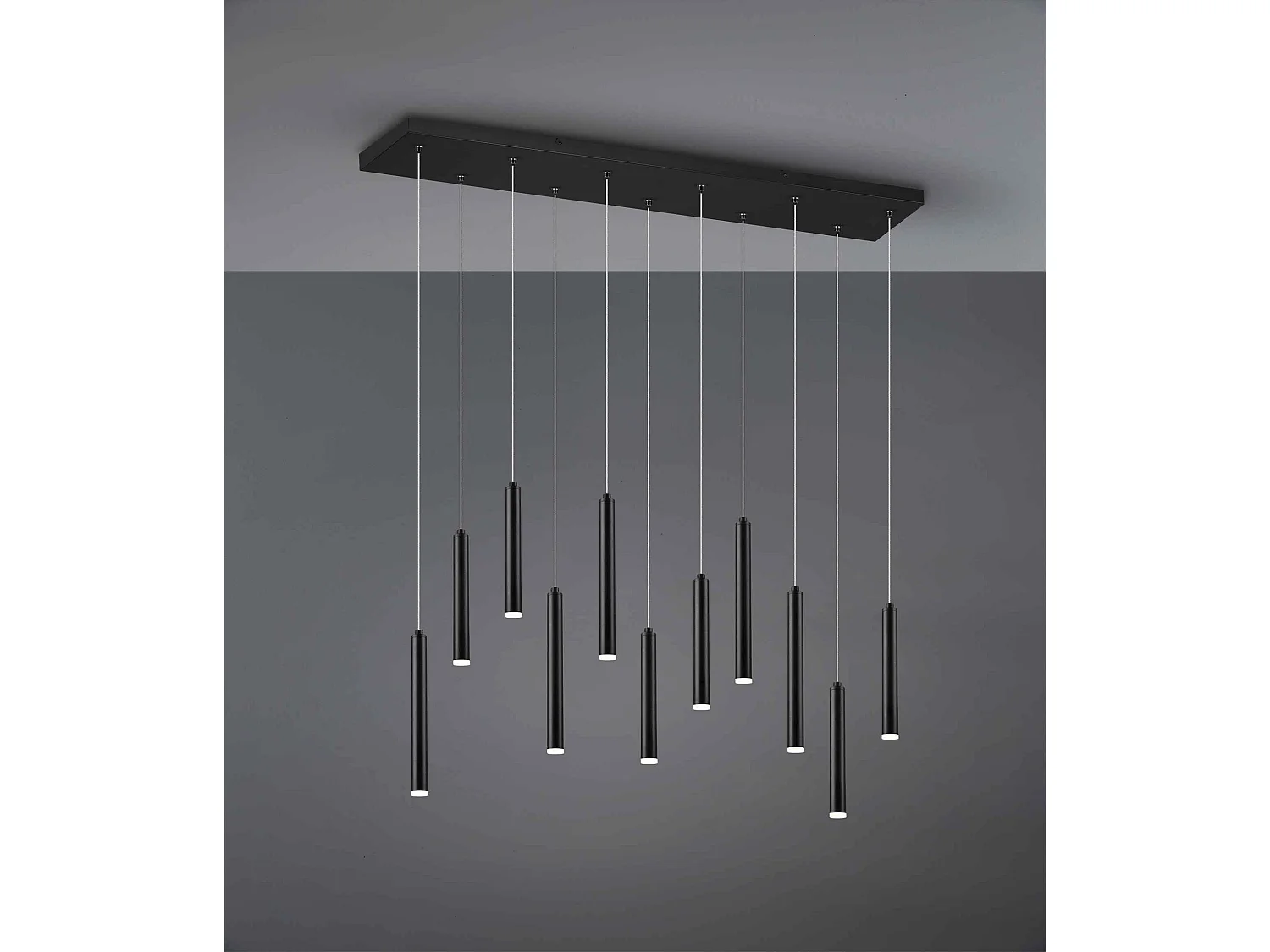 Lampada a sospensione 11 tubi, metallo, nero, L 115 cm, Tubular