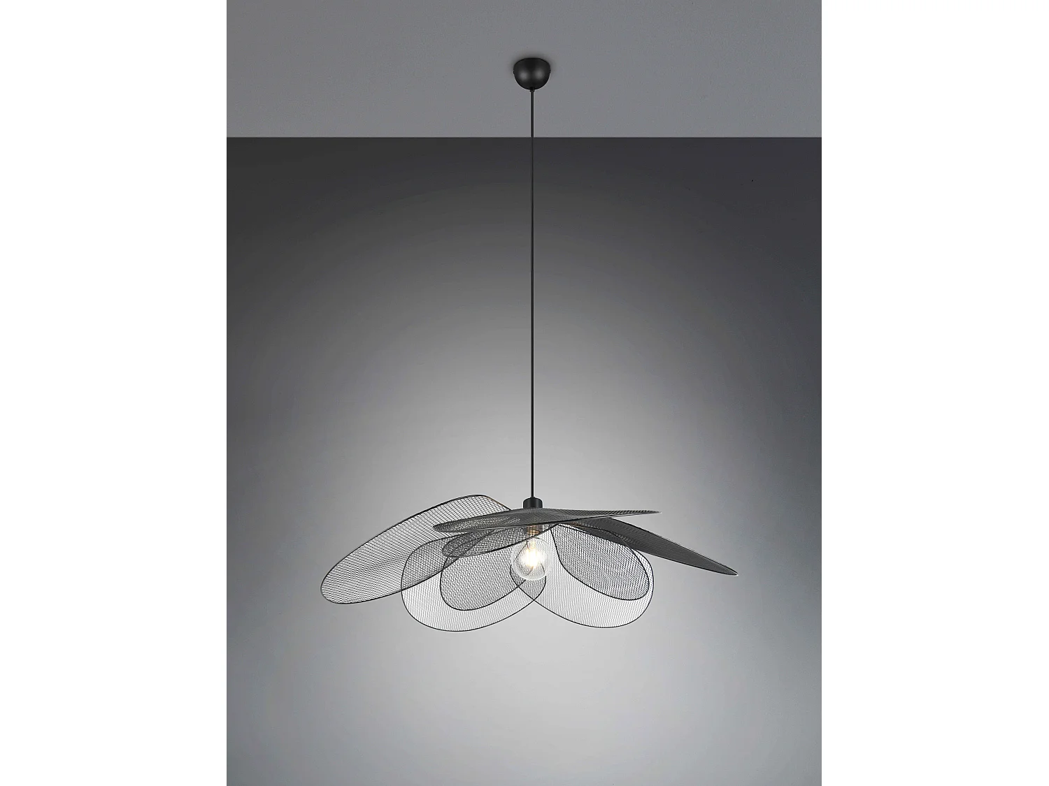 Lampada a sospensione petali fiore, metallo, nero, D 87 cm, Fleure