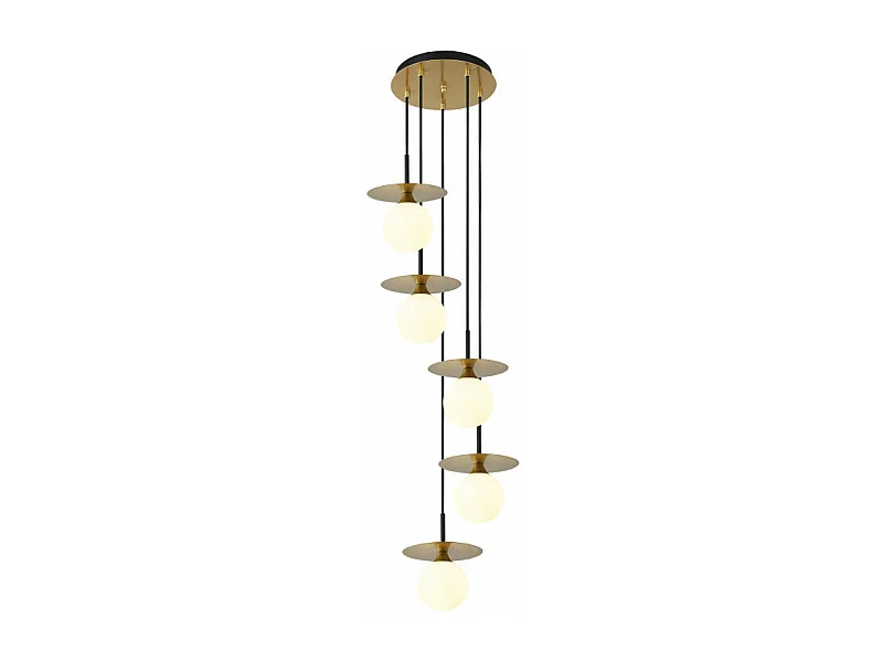 Suspension ronde cinq lampes Cascade