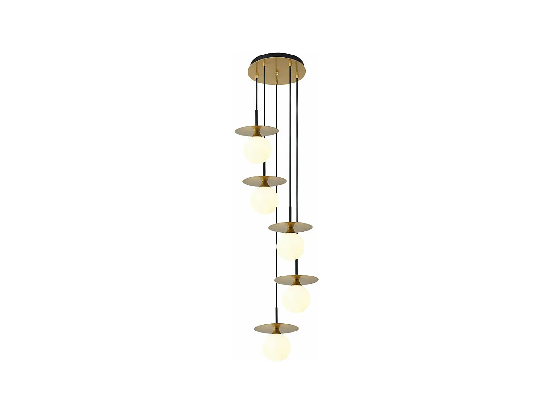 Suspension ronde cinq lampes Cascade