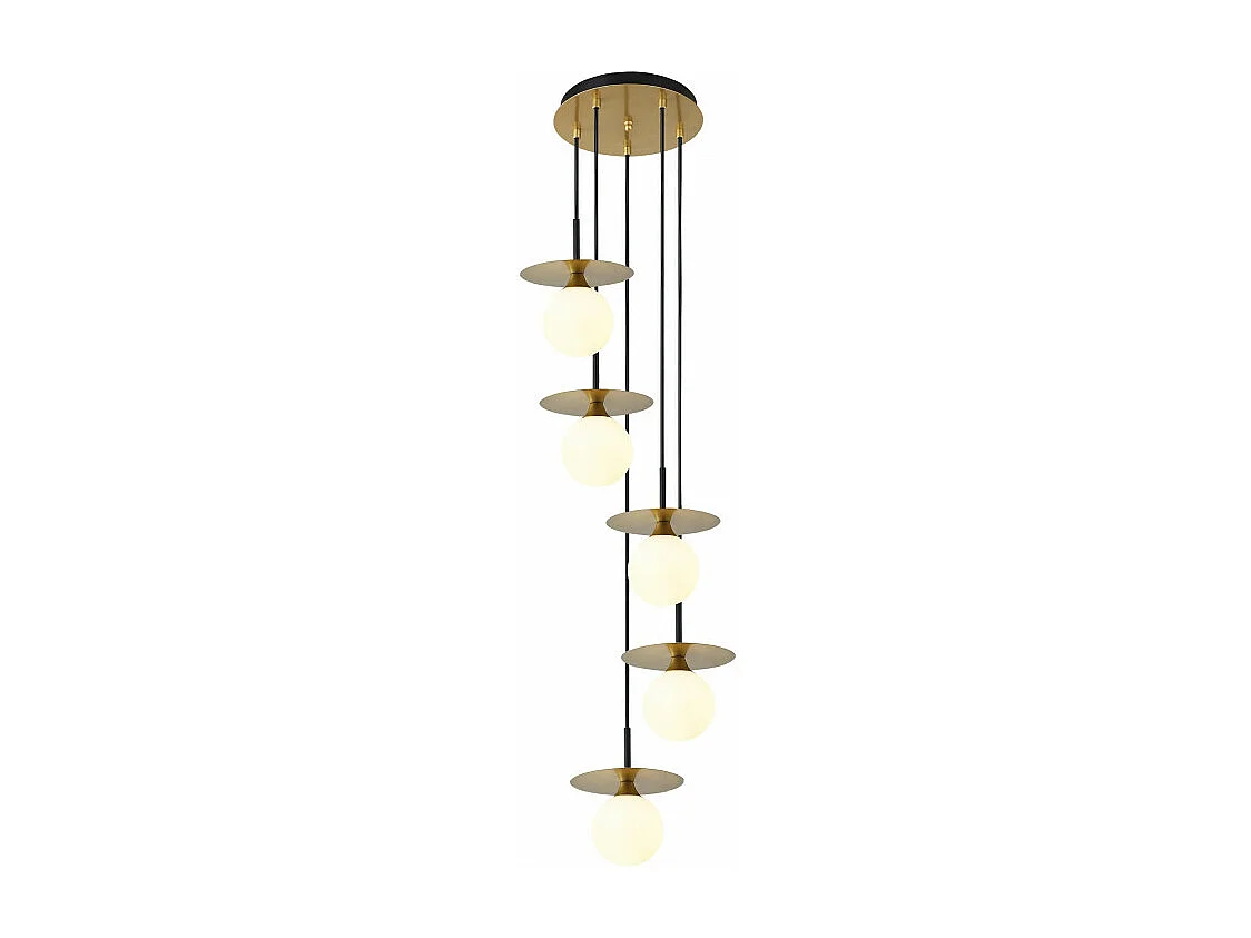 Suspension ronde cinq lampes Cascade