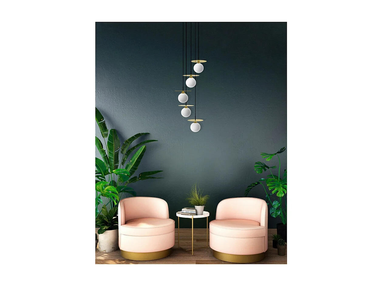 Suspension ronde cinq lampes Cascade