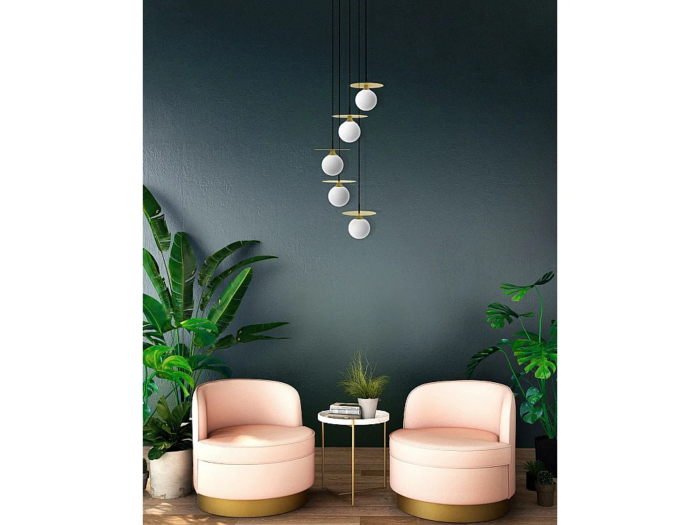 Suspension ronde cinq lampes Cascade