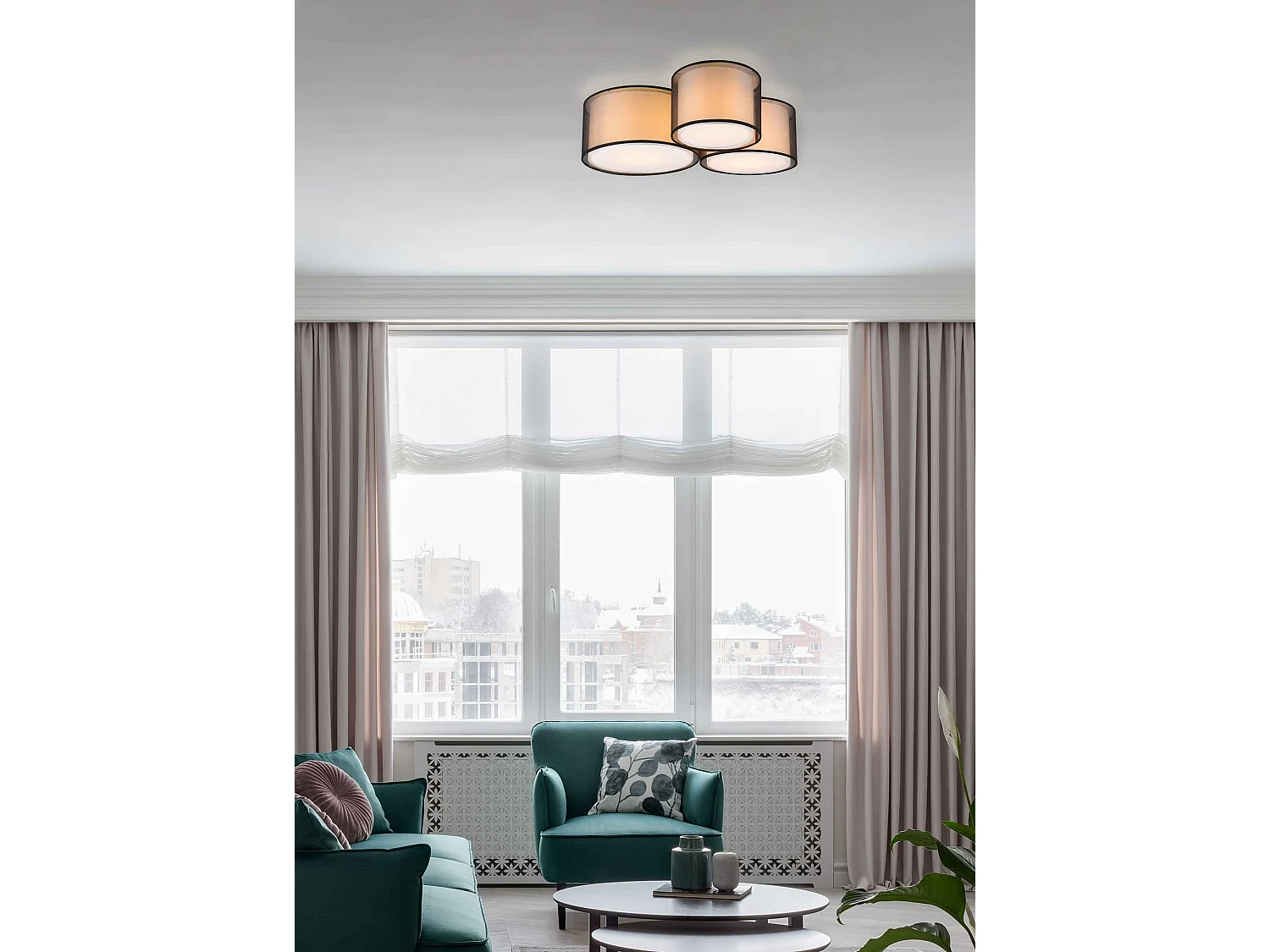 Plafonnier medium 3 lampes Burton en tissu