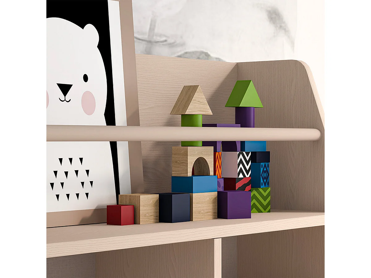 Small 1-drawer bookcase Alycia Beige and Pink