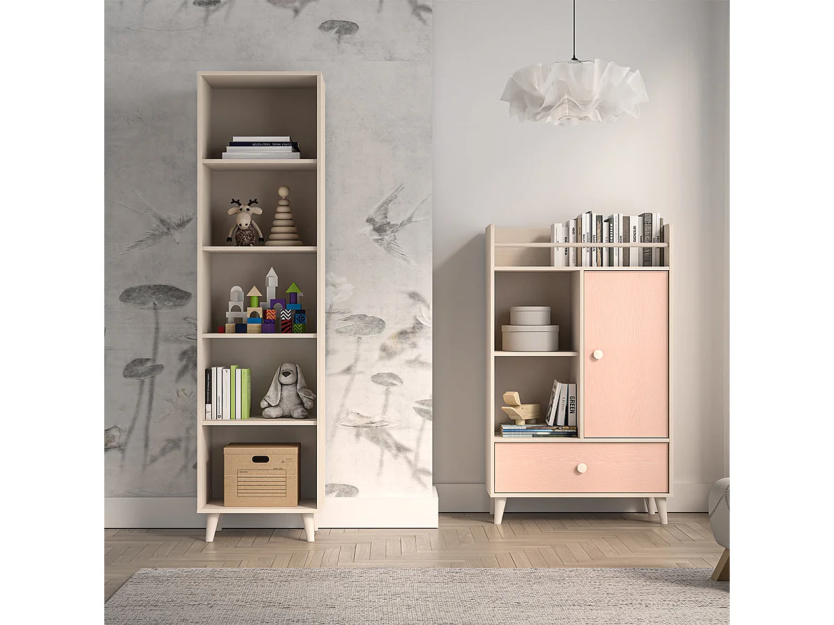 Alycia Beige column bookcase