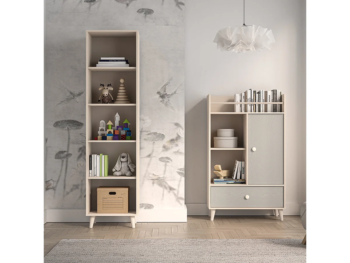 Alycia Beige column bookcase