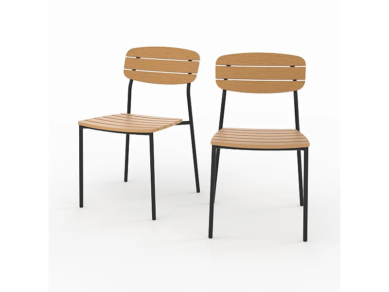 Set di 2 sedie da giardino Taya in legno per un design moderno e pratico