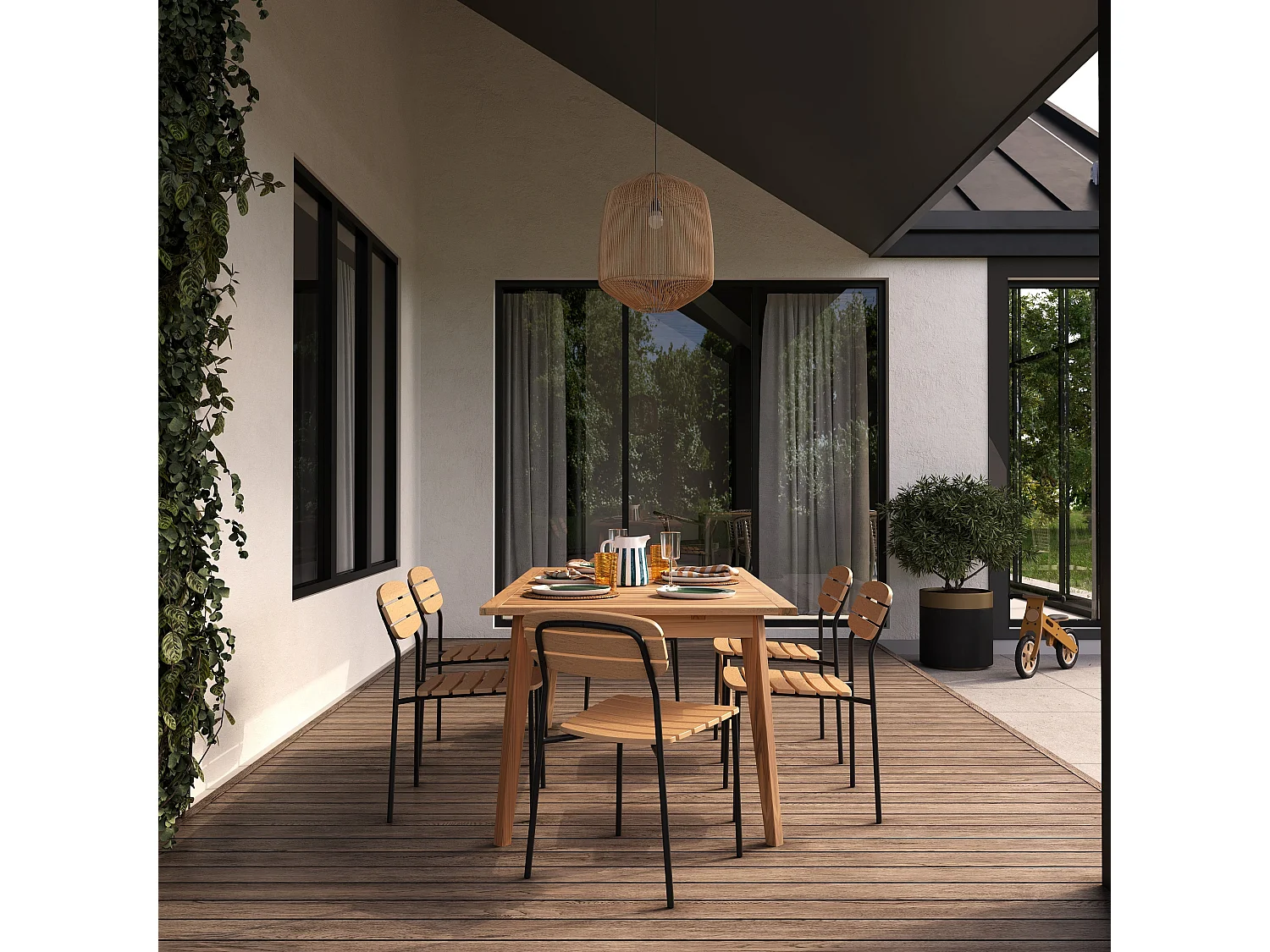 Set di 2 sedie da giardino Taya in legno per un design moderno e pratico