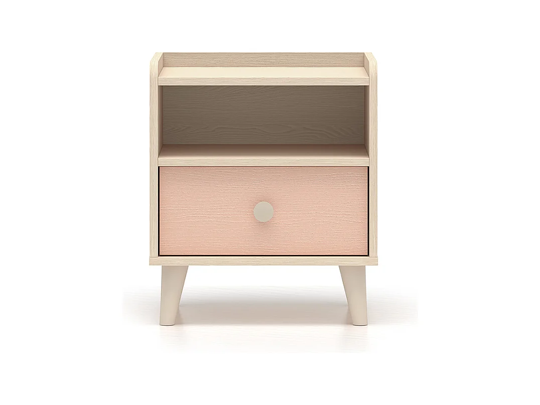 Chevet 1 tiroir Alycia Beige et Rose
