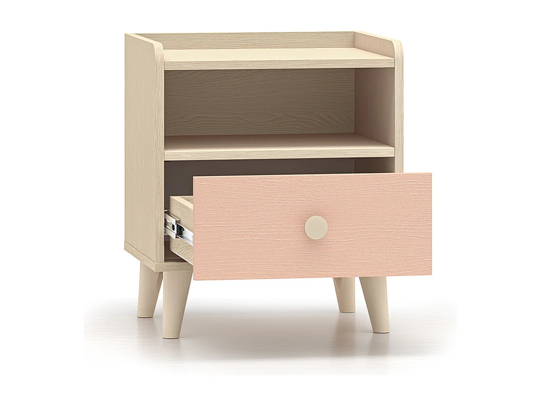Chevet 1 tiroir Alycia Beige et Rose