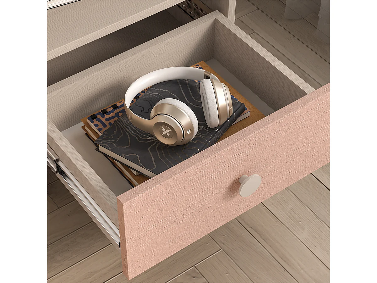 Chevet 1 tiroir Alycia Beige et Rose