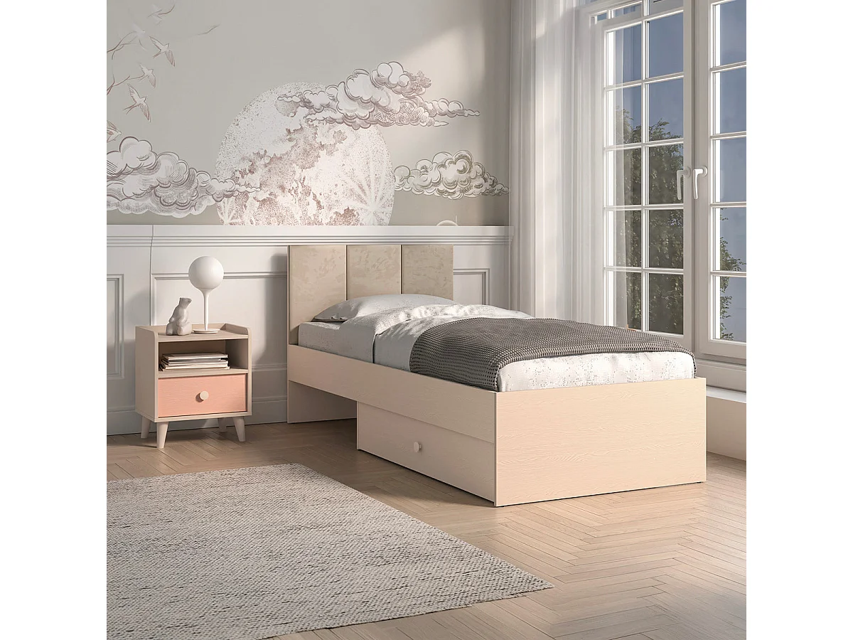 Alycia Beige and Pink 1-drawer bedside table