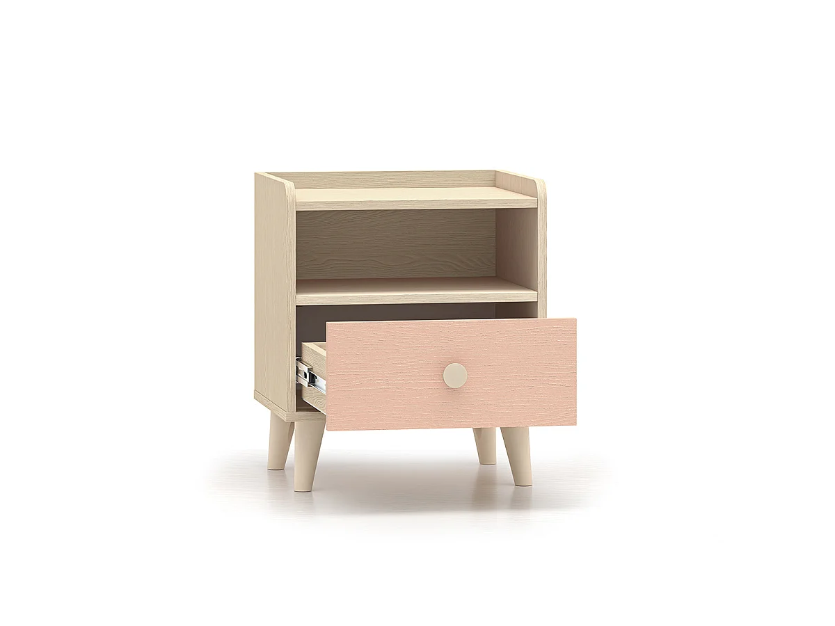 Alycia Beige and Pink 1-drawer bedside table