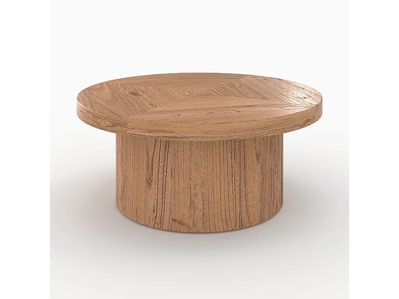 Mesa de centro redonda de madera de olmo - Garance