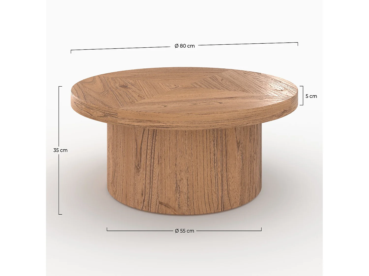 Mesa de centro redonda de madera de olmo - Garance