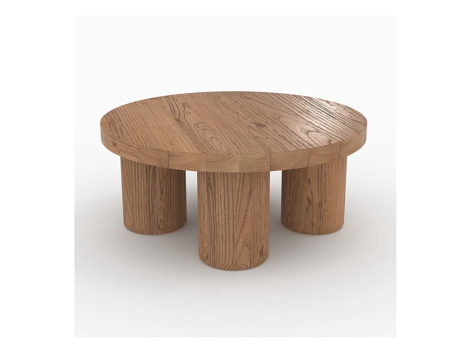 Table basse ronde en bois d'orme D80 cm - Paula