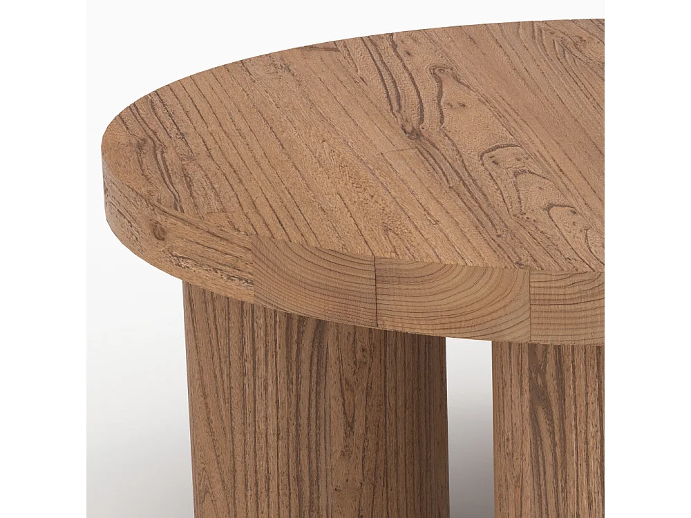 Mesa de centro redonda de madera de olmo - Paula