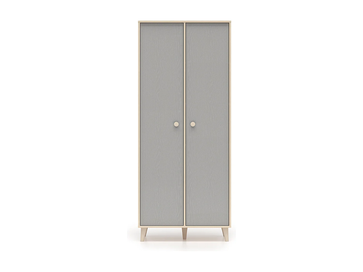 2-türiger Kleiderschrank Alycia Beige und Grau