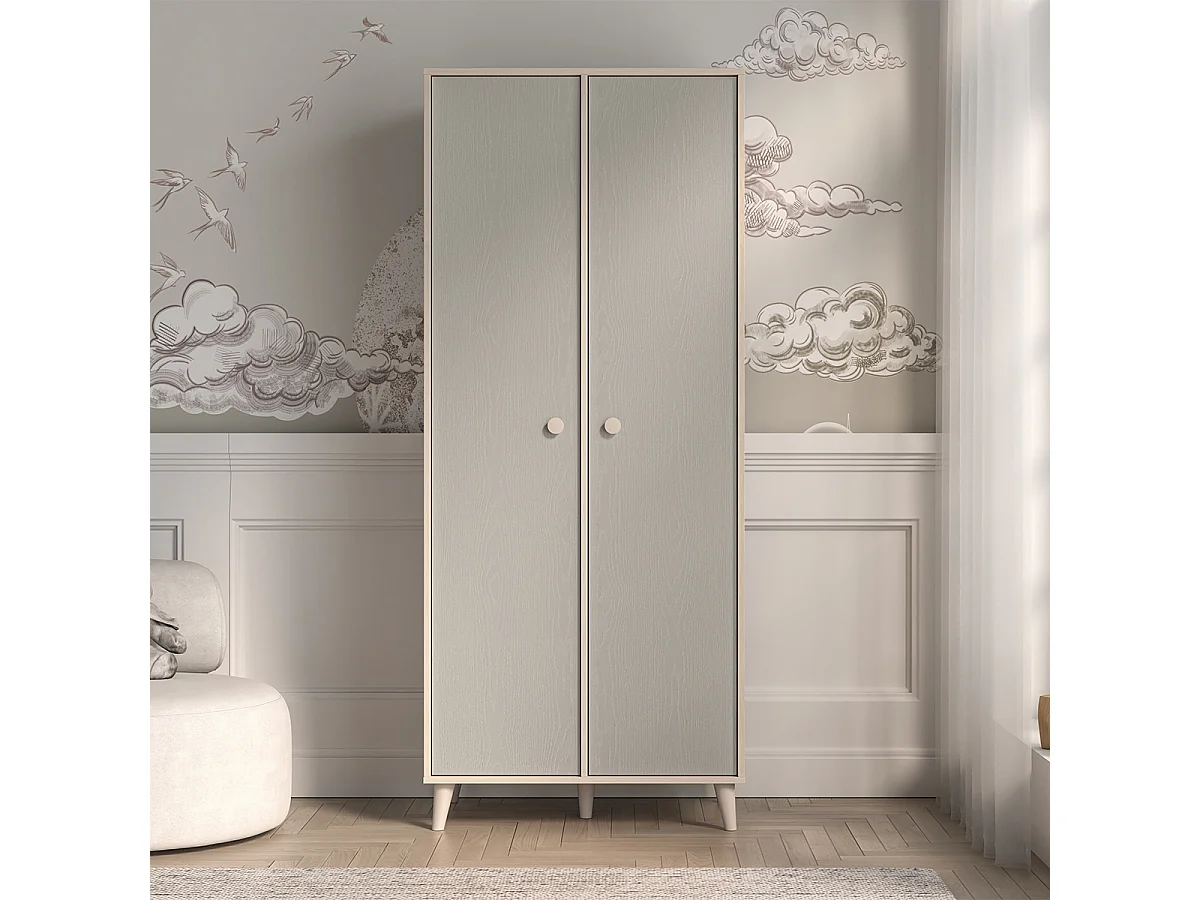 2-türiger Kleiderschrank Alycia Beige und Grau
