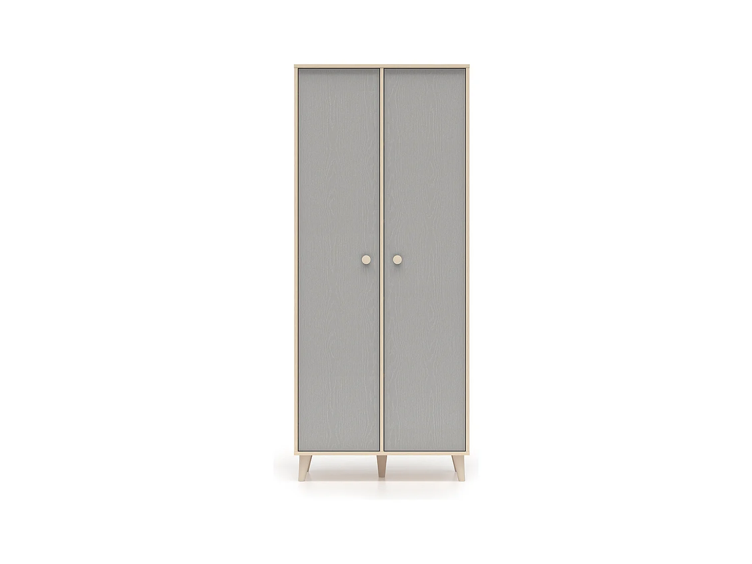 Armoire 2 portes Alycia Beige et Gris
