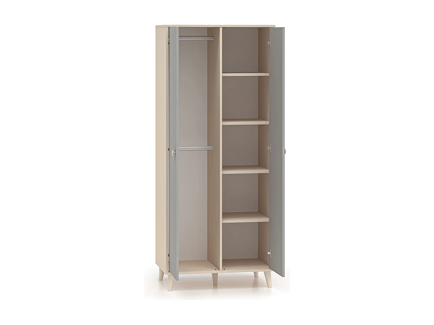 Armadio 2 ante Alycia beige - grigio - effetto marrone 190cm