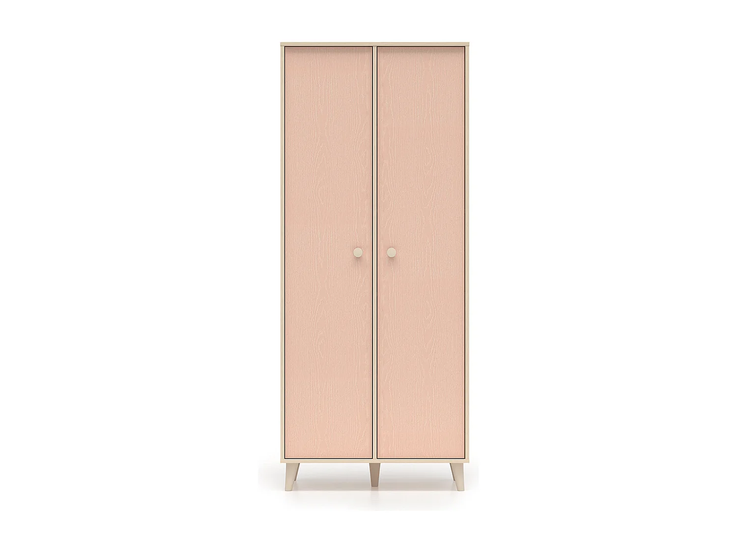 2-türiger Kleiderschrank Alycia Beige und Rosa