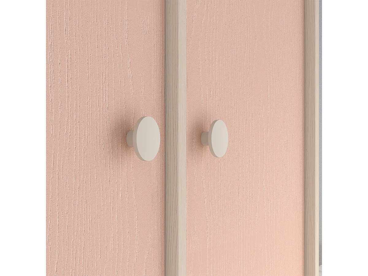 2-türiger Kleiderschrank Alycia Beige und Rosa