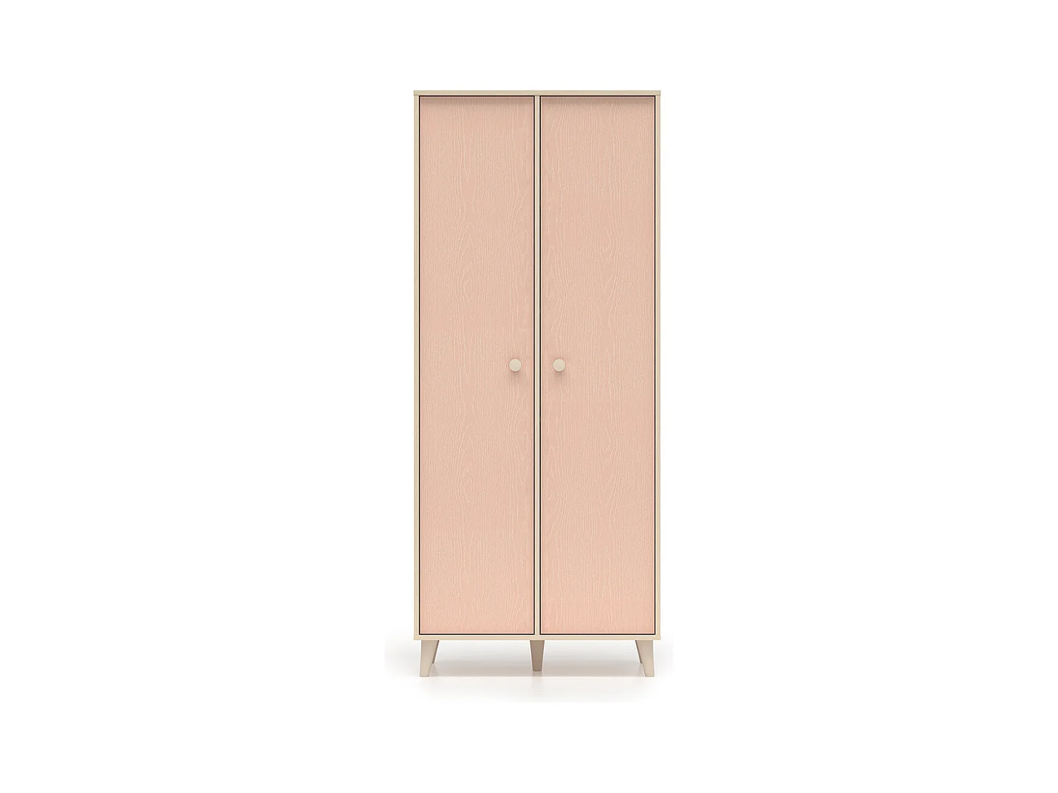 Armoire 2 portes Alycia Beige et Rose