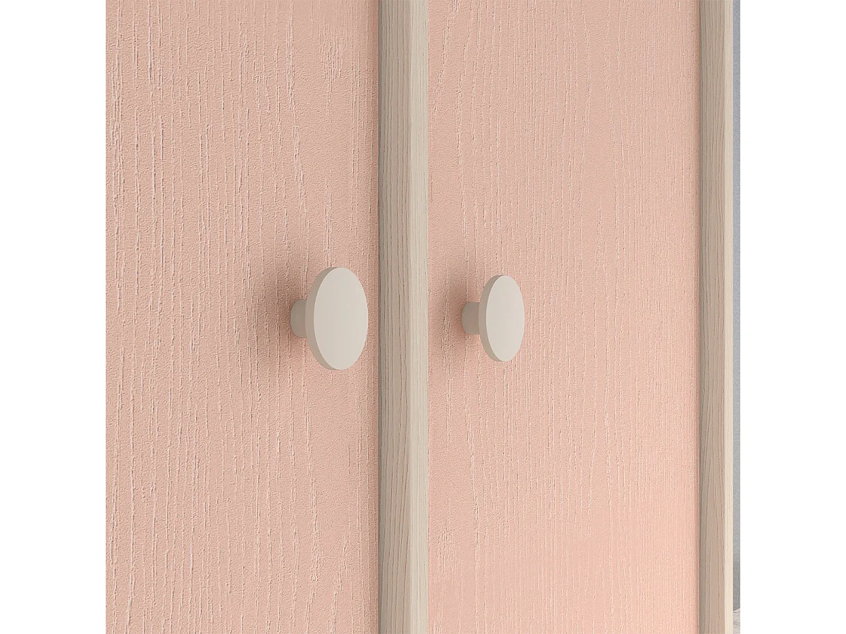Armadio 2 ante Alycia beige - rosa corallo - effetto marrone 190cm