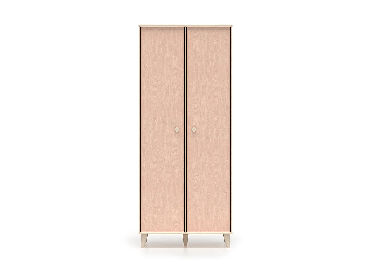 Armadio 2 ante Alycia beige - rosa corallo - effetto marrone 190cm