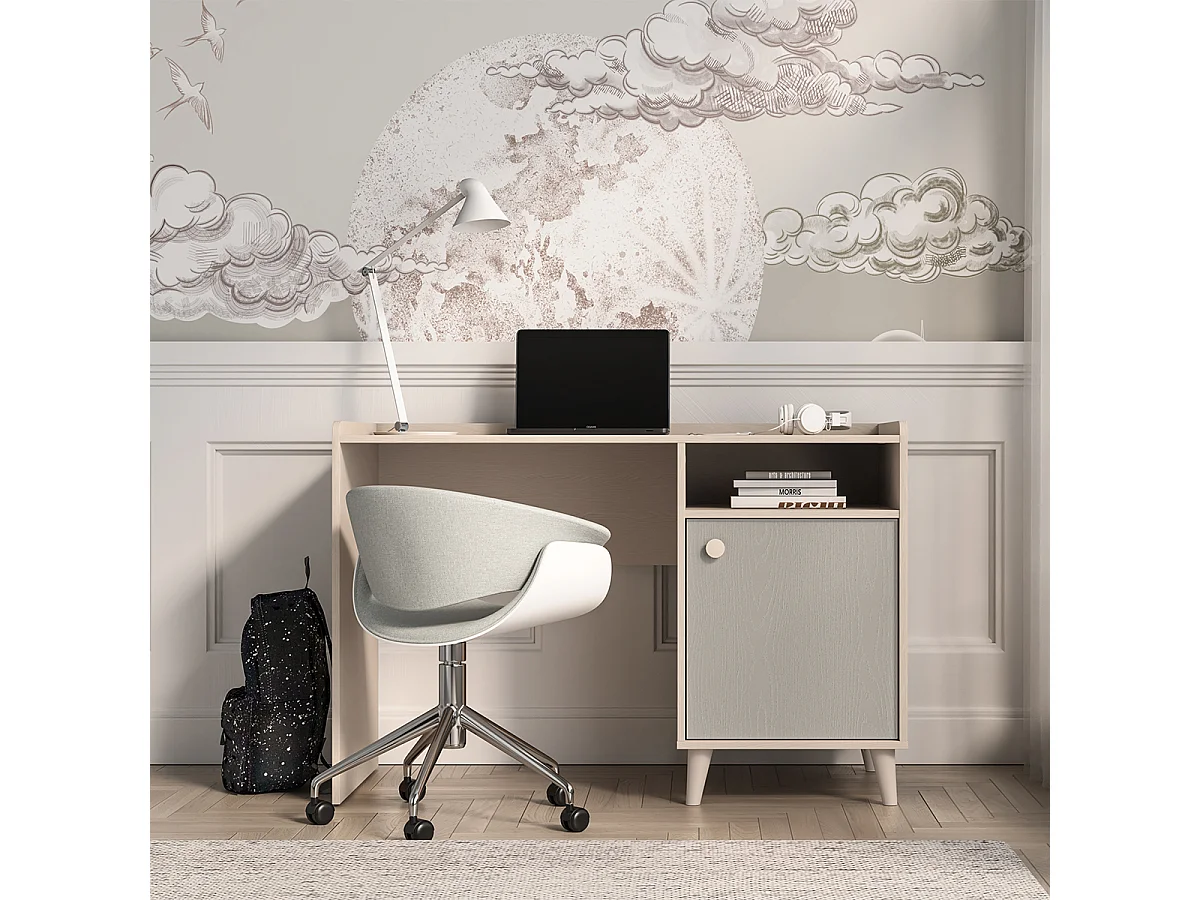 Bureau 1 porte Alycia Beige et Gris