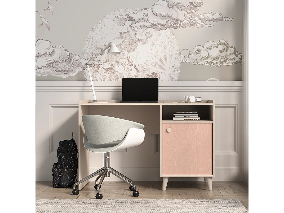 Bureau 1 porte Alycia Beige et Rose